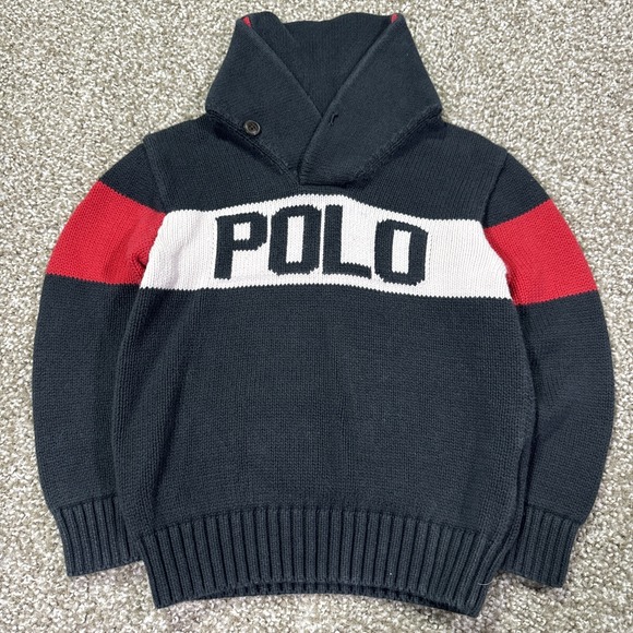 Polo Ralph Lauren Other - Polo Ralph Lauren Shawl Collar Sweater Spell out Kids Size 5
